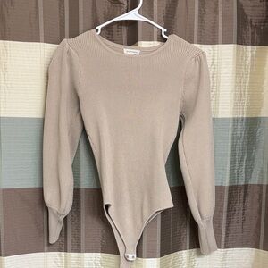 Chic Beige Long-Sleeve Bodysuit